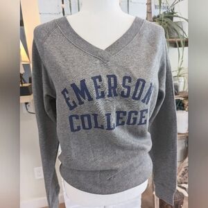 Gray Emerson College V-Neck Sweater